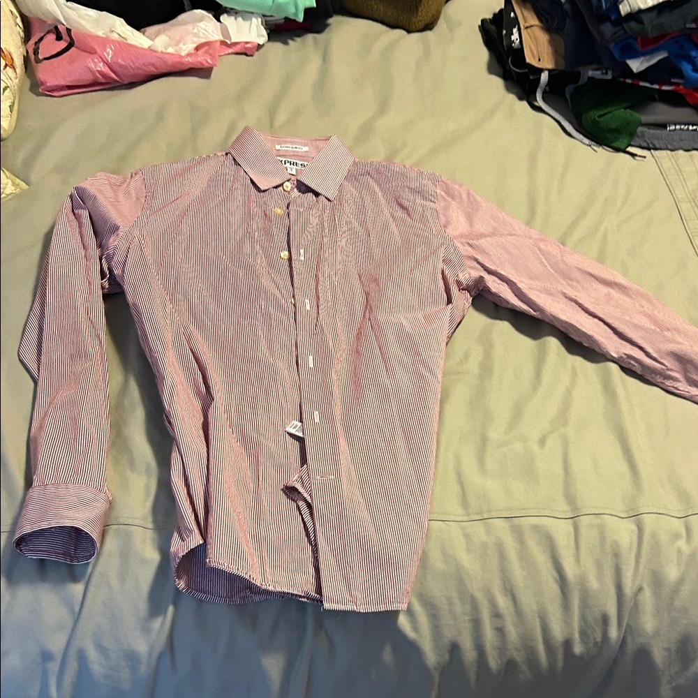 Express Extra Slim Fit Striped Button-Up Shirt